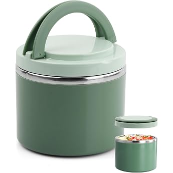Aohyue Thermal Food Container 1 Litre - Food Container with Handle, Warming Container for On the Go, Thermobox and Soups Ther