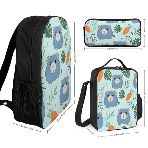 Blue Guinea Pigs Pattern Large Travel Backpacks Carry on Backpack Weekender Bag with 2 Storage Pockets for Men And Women2
