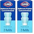 Clorox Bathroom Foamer Refill Cartridge Bathroom Foamer Reusable Spray Bottle, Household Essentials, Fresh Scent, 2 Spray Refills (Pack of 2)
