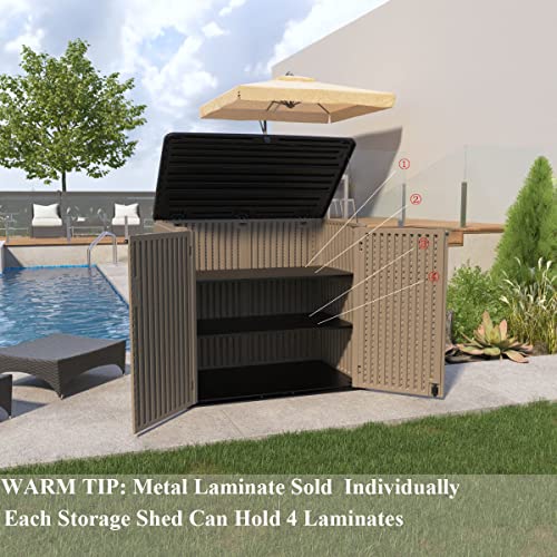 Addok 37 Cu. Ft Horizontal Large Outdoor Storage Sheds Resin Patio Storage Cabinet For Patio Furniture,Grill, Pool Toys And Gardening Tools. Brown With Grey Lid #TOP5