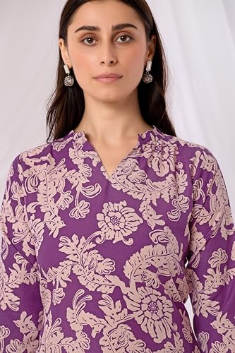 Image of Sidhidata Rayon Floral Printed Kurti | Straight Kurti for Girls | Women's Casual Printed Kurta | Kurti for Women (Kurti Olivia)