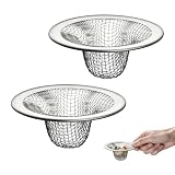 2PCS Small Drain Strainer, Premium Stainless Steel Sink Drain Hair Catcher, Fine Mesh Basket Filter for Bathroom, RV, Laundry, Mop Pool and Utility Sinks – Rust-Free & High Flow