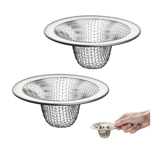 2PCS Small Drain Strainer, Premium Stainless Steel Sink Drain Hair Catcher, Fine Mesh Basket Filter for Bathroom, RV, Laundry, Mop Pool and Utility Sinks - Rust-Free & High Flow
