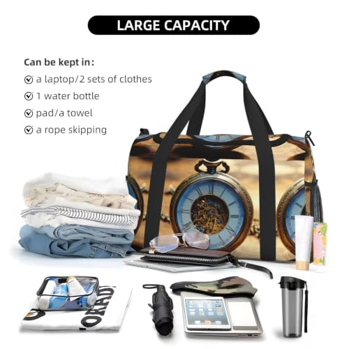 Bolsa de viaje grande impermeable Gears Clock plegable para deportes, playa y piscina 6