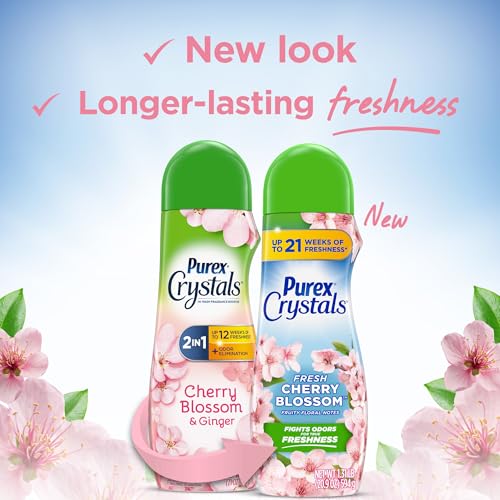 Image of Purex Crystals In-Wash Scent Booster, Fresh Cherry Blossom, 21 oz (Pack of 4), Long-Lasting Freshness & Odor Elimination Technology