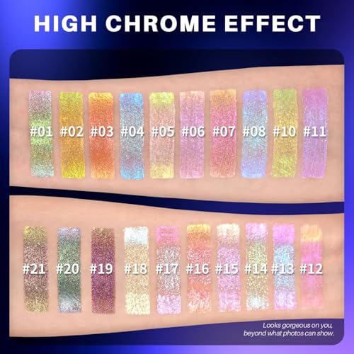 CHARMACY Liquid Duochrome Eyeshadow, Multi-Dimensional Eye Looks, Long Lasting Glitter Eye Shadow Sets Metallic Pigments, Quick Drying, Sparkling Shiny Eye Makeup for Beginners, 1.6g (#16)