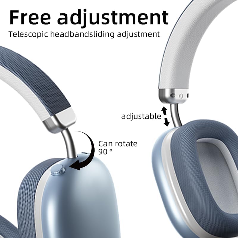 Image of TECHZOR P9 Over-Ear Wireless Headphones, Premium Padded Headband with Bluetooth, Champagne, USB-C Charging (Black)