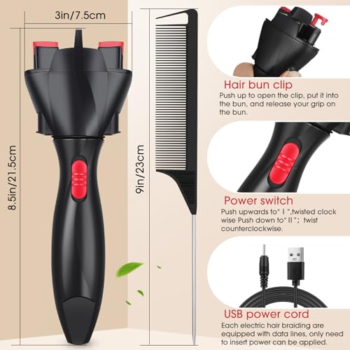 Juego de 4 peines automáticos para trenzar cabello negro miniatura 2
