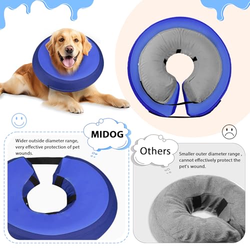 Image of MIDOG Inflatable Dog Cone, Donut Recovery Collar After Surgery, Large+