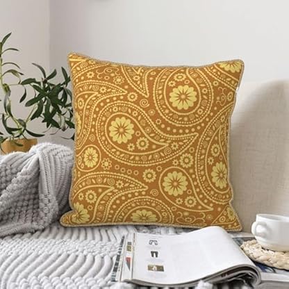 YounPrenG Kissen, Kissenbezüge aus Samt mit goldenem Rand, Kissenbezüge, Dekokissen für Zuhause, Bett, Sofa, Auto,Paisley-Hintergrund, elegant – Bild 7
