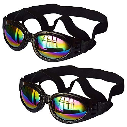 2 Pcs Dog Goggles, Adjustable Strap Dog Goggles Eye wear Protection for Travel
