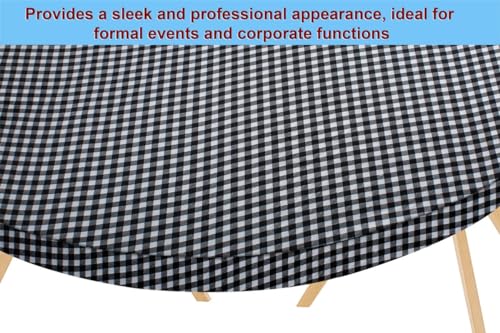 Image of The Furnishing Tree Elastic Oval Dining Table Cover WxL 35x63 in Inches Polyester Checkered Pattern White