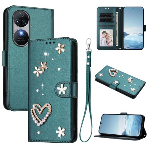 Jiajihua Case Compatible with Oukitel C38 Lanyard【Card Holder Wallet Flip Cover Magnetic Buckle Kickstand】 Green