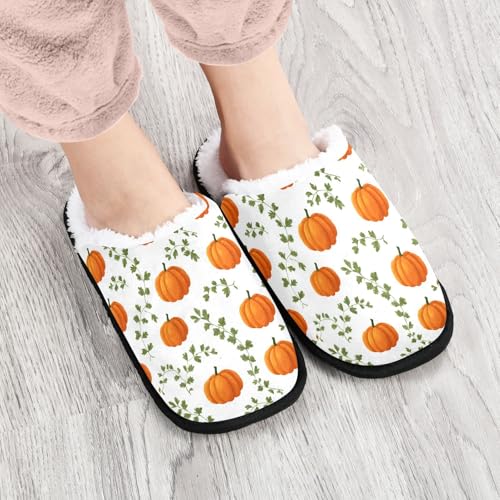 Retro Autumn Yellow Pumpkin Slippers For Women Men Soft Memory Foam Non-Slip Hallowmas Winter Indoor House Shoes Travel Slipper4