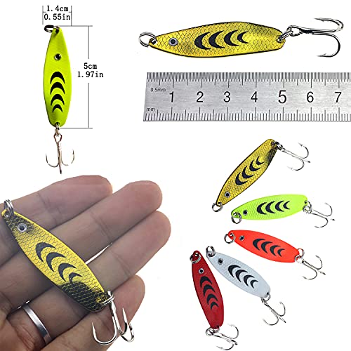 Luresmeow Fishing Spoons Lures For Bass Trout Pike Walleye,Hard Metal Spoons Lures Kit For Freshwater Saltwater,Casting Fishing Lures Blade Baits,Fishing Spoons Blade Swimbait #TOP2