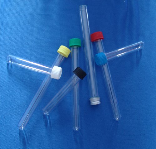 Preisvergleich Produktbild Schwefelfaden 160x16 Reagenzgläser Gewindeglas Kappe Kunstoff schwarz 100 Stck