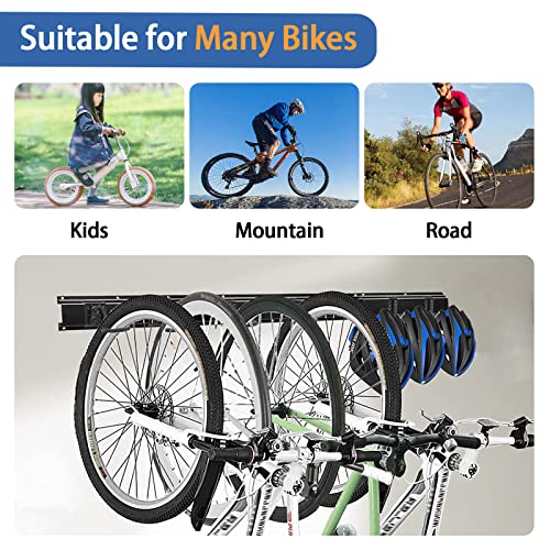 Soporte de pared para bicicletas Poweka resistente con ganchos para casco 3