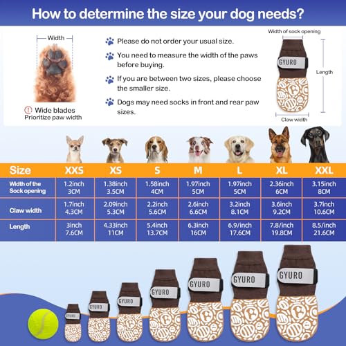 GYURO 2Pairs Anti Slip Dog socks paws stop licking,Dog Boots&Paw Protector for Hardwood Floors Anti Slip,Traction Control No Twist Grip Booties for Small Medium Large Senior Dogs (Khaki - Image 2