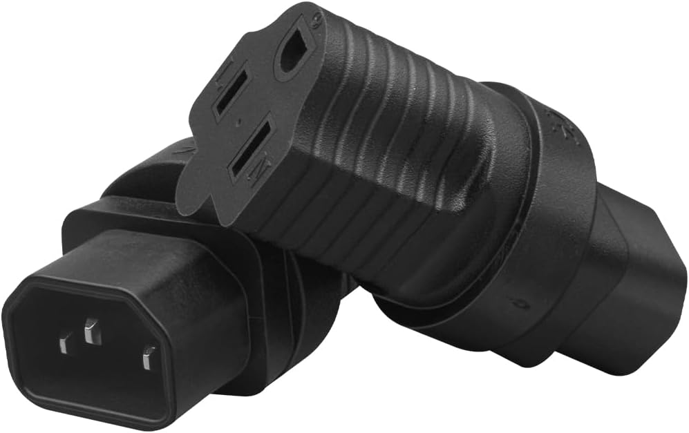 Computer Power Adapter Cord NEMA 5-15R Receptacle to IEC320 C14，PDU USA UPS Extension Power Plug Adapter,IEC C14 Male Plug to Nema 5-15R US 3 Pin Female Power Adapter Connector (C14 to 5-15R)