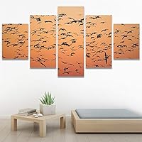 SIGNWIN 5 Panel Canvas Wall Art Birds Farmhouse/Country Group Group Multicolor Photography Realism Relax/Calm Warm for Home Decorations Ready to Hang - 60