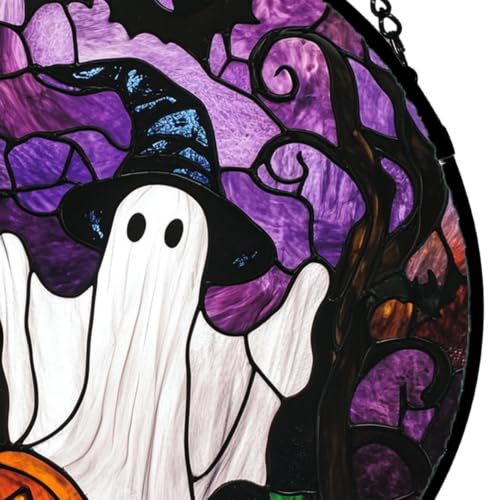 Atrapasol de Halloween de vidrio adorno de calabaza para puerta ventana pared y jardín 8