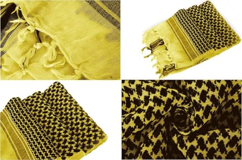 Image of Cotton Shemagh Keffiyeh Scarf - Lightweight Tactical Desert Head Neck Wrap, Sun Protection Outdoor Scarf for Summer Hiking