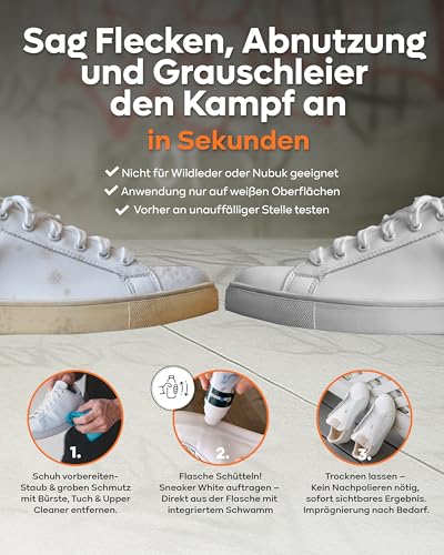 Collonil Sneaker White – Flüssige Schuhcreme 100 ml mit Schwamm-Applikator für weiße Glattleder-Sneaker – Auffrischung & Schutz – strahlender Weiß-Effekt