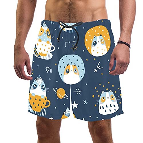 Short de bain pour homme doublure maille motif chat étoile taille M