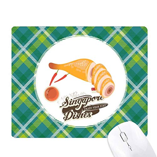 伝統的なシンガポールhainaneseチキン 緑の格子のピクセルゴムのマウスパッド