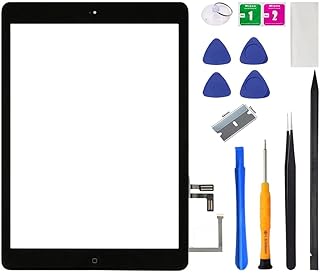 for iPad Air 1 / 1st Gen Screen Replacement 9.7 Inch Digitizer, for A1474 A1475 A1476 Air 1st Generation Touch Glass with Home Button, Adhesive, Repair Tool Kit (Black)