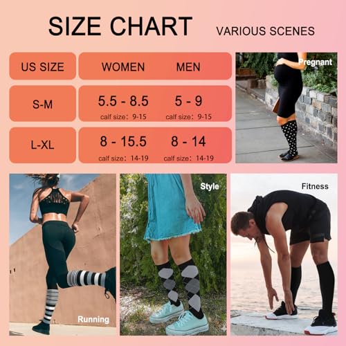 Image of Iseasoo 4 Pairs Compression Socks for Women Circulation-Best Support for Nurses,Running,Athletic,Travel