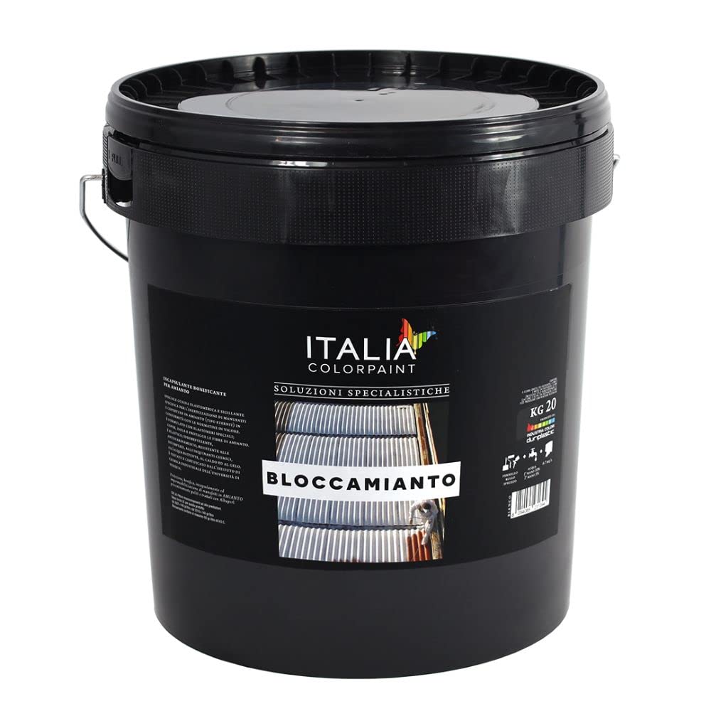 Italia colorpaint Pittura Bloccamianto Incapsulante Elastomerico Protettivo Certificato per Amianto (Kg 20, Grigio)