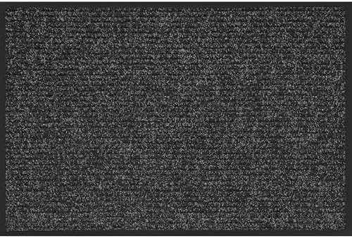 Utility Mats Apache Mills Apache Rib 2' x 3' Non Slip Dirt Trapping Stain Resistant Indoor/Outdoor Door Mat, Onyx