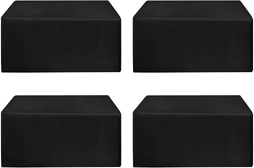 HolidayIdeas Manteles negros ajustados, 72 x 30 pulgadas, paquete de 4 manteles rectangulares para mesas de 6 pies, mantel de tela de poliéster para