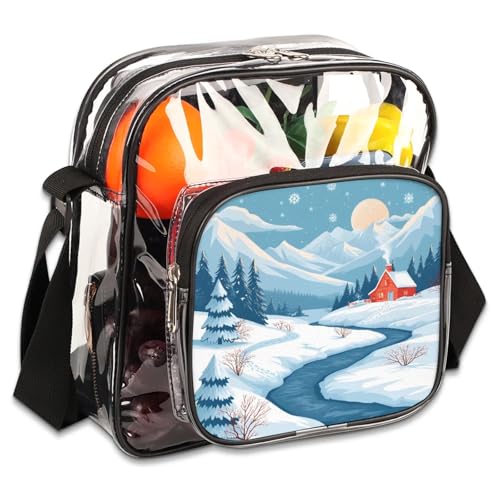 GzLeyigou Clear Crossbody Bag Stadium Approved Countryside Transparent Bag for Festivals, Sports Events, Concerts,Beach Bag for Women Men Landscape Clear Purse with Front Pocket Messenger Bag