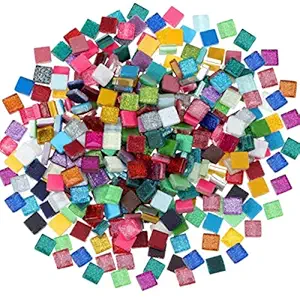 BestTeam Mixed Color Crystal Mosaic Tiles, Transparent Glass Mosaic Tiles Glass for Art Crafts DIY Children Puzzle Handmade Materials Home Decor (300g)