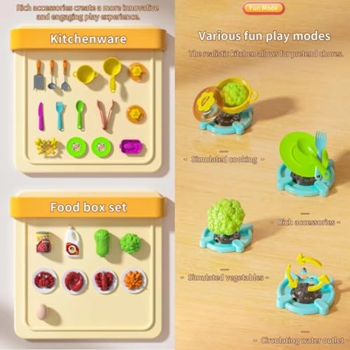 Image of LONGMIRE Plastic 42 Pcs Big Size Kitchen Playset for Kids | Musical & Light Kitchen Set Toy with Sound and Accessories for 4 Year Old