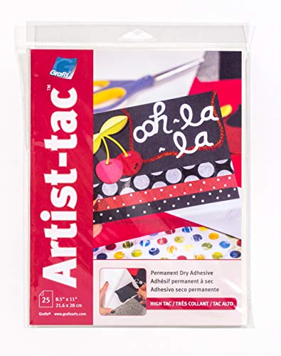 Grafix KATP811 Artist-Tac Permanent Dry Adhesive Sheets (25 Pack), 8.5