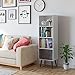 Homfa 4 Tier Floor Cabinet, Free Standing Display Bookshelf with 4 Legs and 1 Door, Side Corner Storage Cabinet Decor Furniture for Home Office, White and Wood Grain