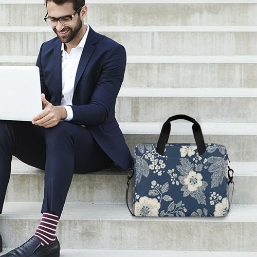 Maletín para laptop 15.6" con diseño flores navy miniatura 3