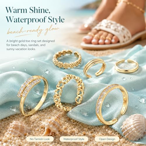 Image of QWALIT Toe Rings for Women Gold Toe Ring Gold Ankets for Women Silver Toe Ring Stainless Steel Waterproof Trendy Anklet no Tarnish
