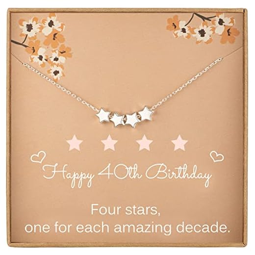 Regalos de 40 cumpleaños para mujer, collar de cuatro estrellas de plata de ley, collar de estrella delicada, regalos de joyería de cumpleaños de 1982 para ella, Plata esterlina
