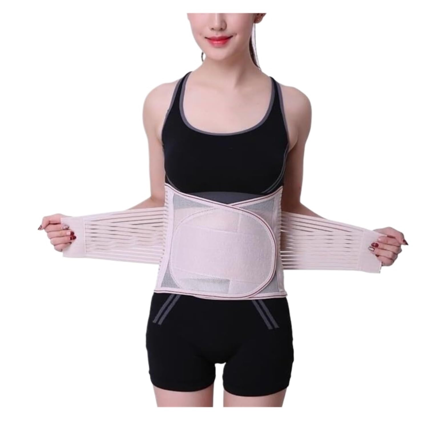 Faja Lumbar Trabajo Cinturón De Soporte Para La Espalda Baja, Doble Tracción, Corrector Postura Transpirable, Faja Lumbar Ajustable Estabilización(Pink,XL)