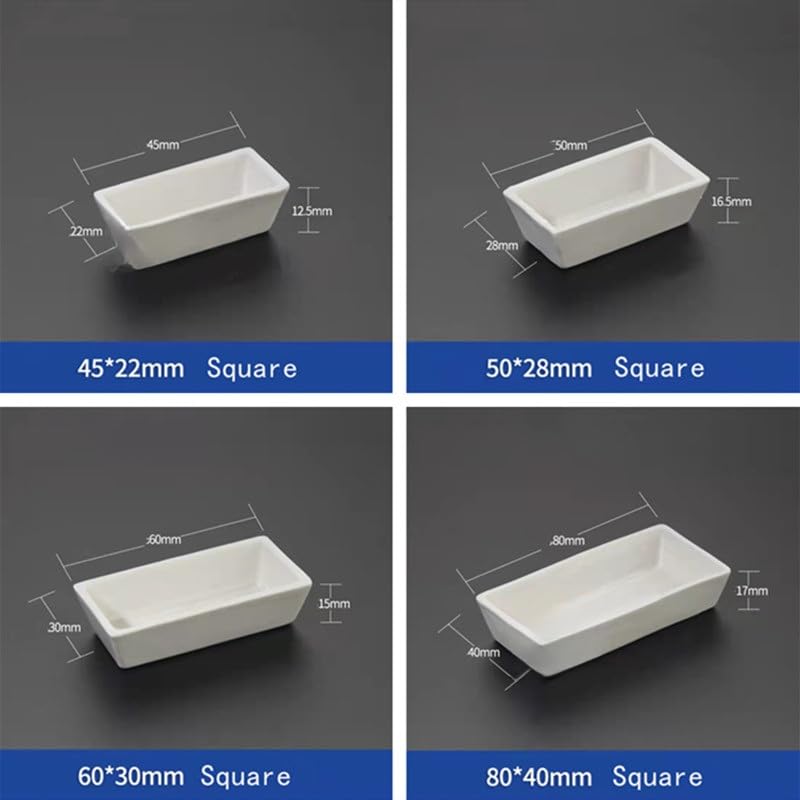 5Pcs Lab Ceramic Crucibles - High-Temperature Sample Holders for Tube Muffle Furnaces(Square 60x30mm)
