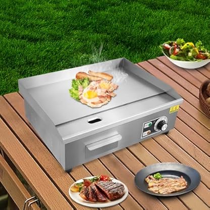LENDISIY Plancha Grillplatte Elektrisch, 3000W Elektrogrill Gastronomie Tischgrill Griddleplatte Edelstahl Griddleplatte, 50-300°C Temperature Einstellbare, mit Rutschfeste Gummifüße – Bild 5