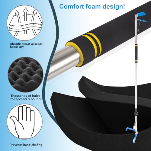 Image of Snake Tong Grabber, 65 Inch Snake Clamping Tool for Safe Snake Handling and Rattlesnake CaptureMade of stainless steel tubing sponge handles and plastic. (blue)