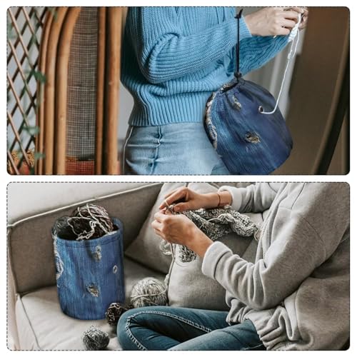 Image of Sellikakes Cute Cat Small Yarn Bag, Canvas Crochet Bag Organizer, Knitting Bag, Yarn Holder for Crochet Beginner,Knitting & Crochet Supplies