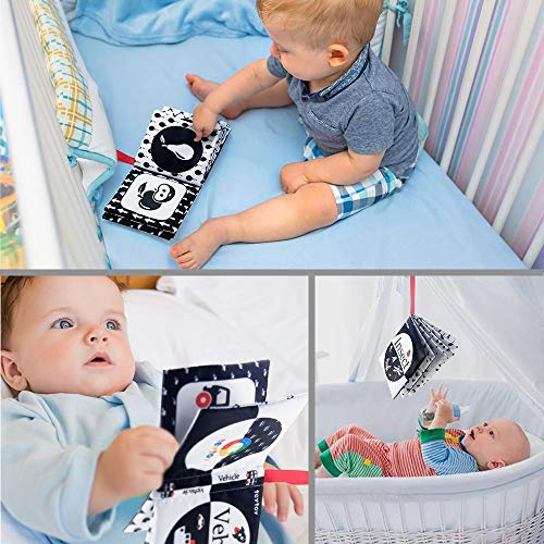 Image of teytoy My First Soft Book, 6 PCS Nontoxic Fabric Cloth Activity Crinkle Black and White Books for Infants Boys and Girls Early Educational Toys Perfect for Baby Shower