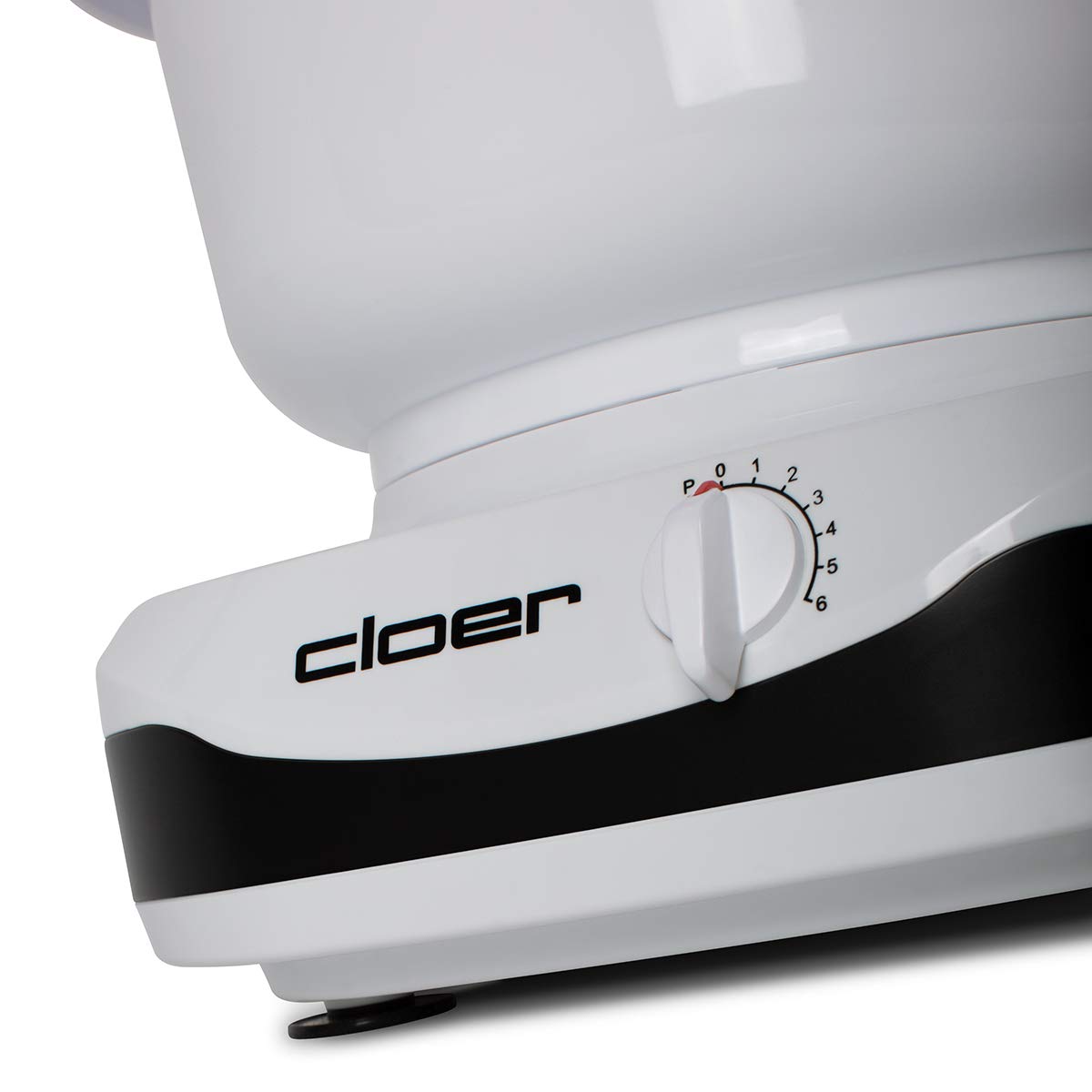 cloer 7001 Küchenmaschine mit 6 Liter Rührschüssel, Knethaken, Schneebesen, Kuchen-Rührbesen, und Schüsselschaber, 6 Geschwindigkeitsstufen, 650 W, weiß