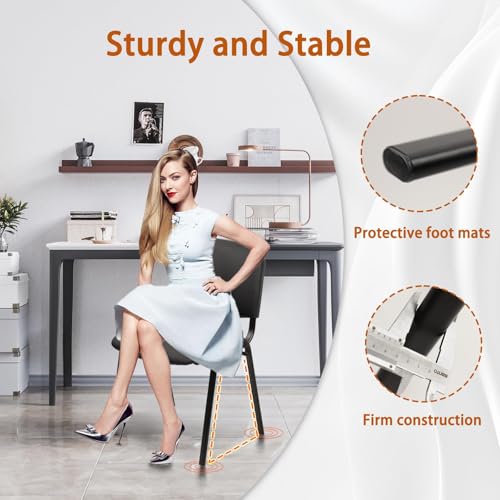 Image of CLATINA Stackable Waiting Room Chairs,PU Leather Guest Reception Chair with Upholstered Thickene Seat and Back Support, Stacking Chair Metal Leg for Office School Church Conference Room, Black